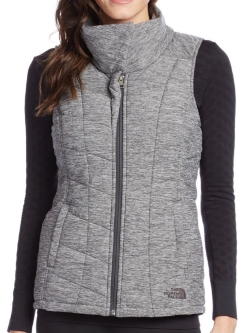 0290 The North Face Heather Gray Quilted Women's Vest